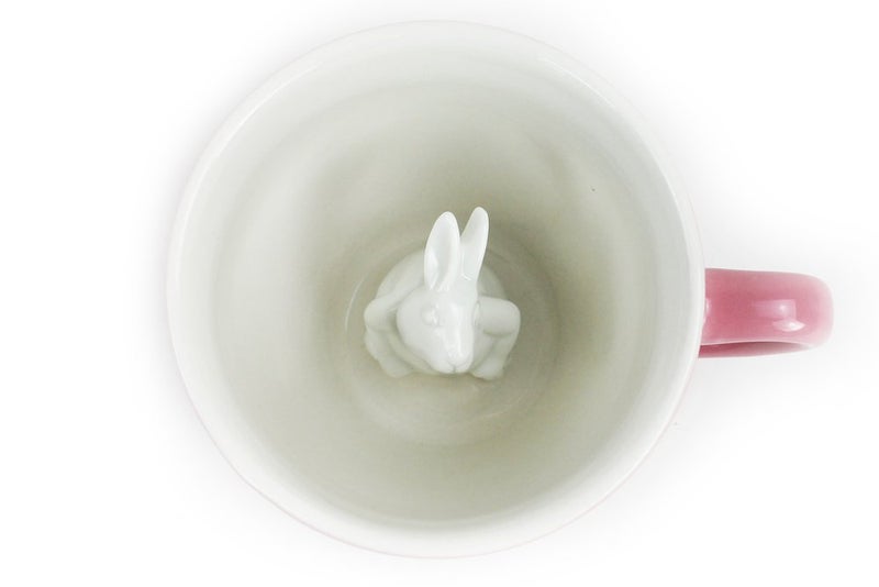 Creature Cups RABBIT Ceramic Cup (11 Ounce, Blush Pink) - Hidden 3D Animal Inside Mug Emerges As You Drink - Woodland Critter - Holiday and Birthday Drinkware Gift for Coffee & Tea Lovers - Image 2